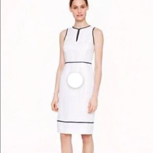 White linen J crew dress with black piping